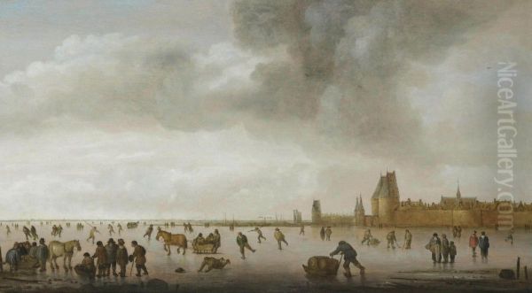 A Winter Landscape Oil Painting by Willem Gillisz. Kool