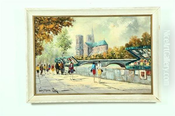 Parisian Street Scene Oil Painting by Augustus B. Koopman