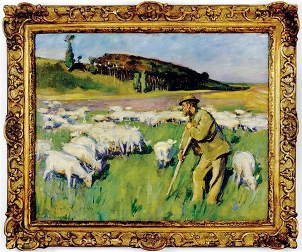 Normandy Shepherd Oil Painting by Augustus B. Koopman