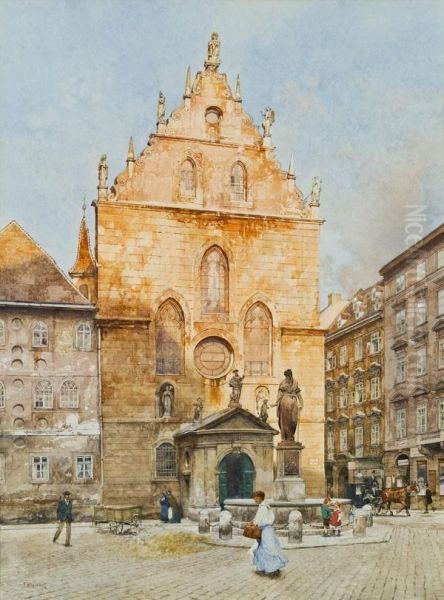 Franziskanerkirche In Wien Oil Painting by Franz Kopallik