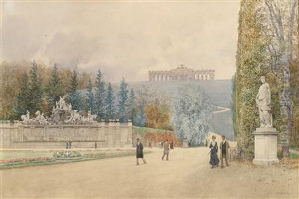 A Motif From The Park Of Schonbrunn Castle Oil Painting by Franz Kopallik