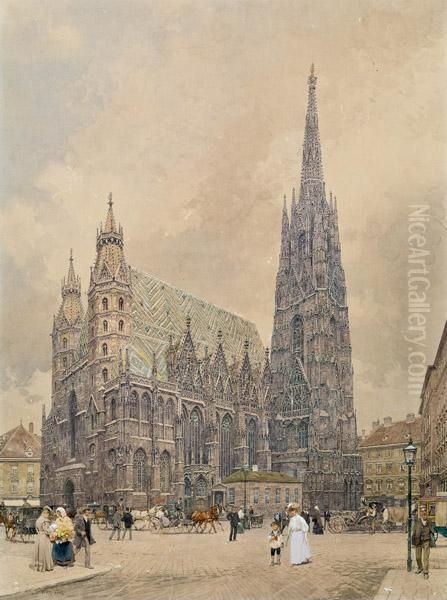 Der Wiener Stephansdom Oil Painting by Franz Kopallik