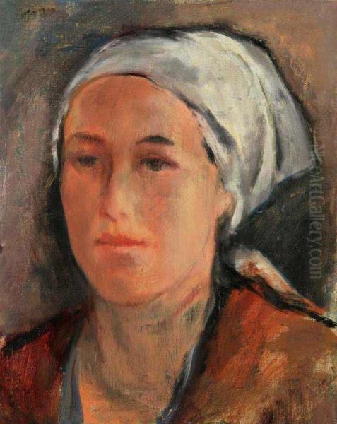 A Portrait Of A Girl Oil Painting by Otto Kopp