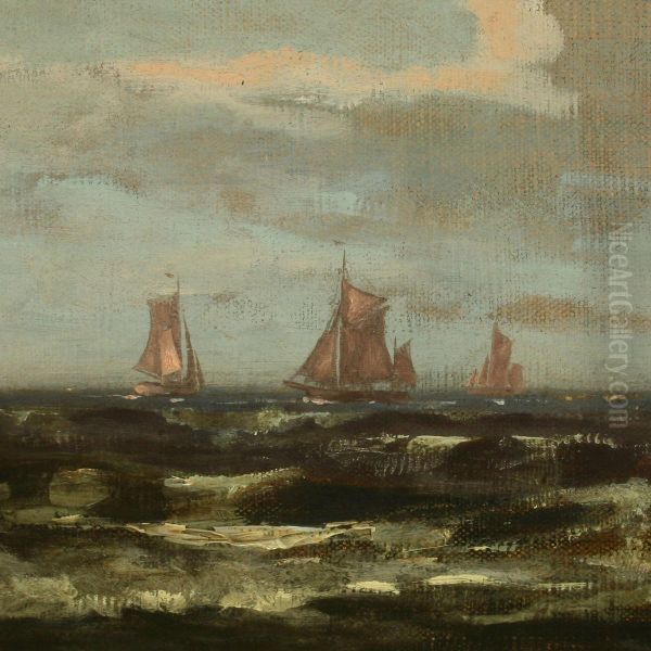 Marine With Sailing Boatsalong The Coast Of Sylt Oil Painting by Karl Koppel