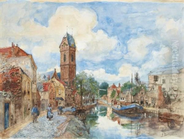 Gezicht Op Oudewater Oil Painting by Cornelis Koppenol