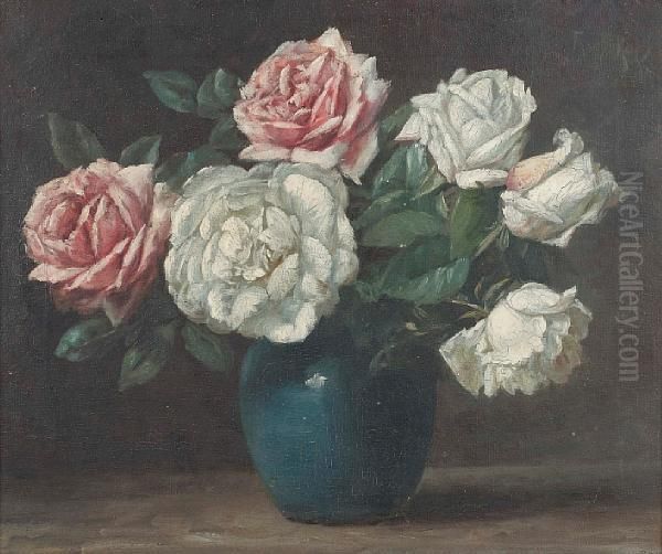 Still Life Of Roses In A Chinese Jar Oil Painting by Frans Kops