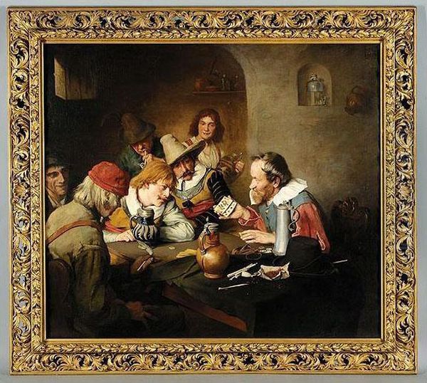 The Card Players Oil Painting by Franz Kops