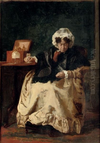 Dame Met Likeurglaasje: Enjoying A Drink Oil Painting by Alexander Hugo Bakker Korff