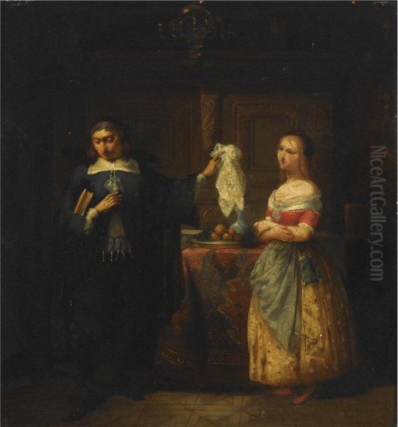 Scene From The Play 'tartuffe' By Moliere Oil Painting by Alexander Hugo Bakker Korff