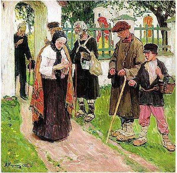 Leaving The Church Oil Painting by Alexei Michailovich Korine