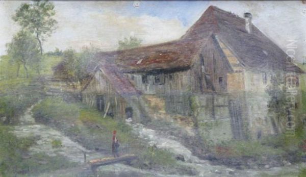 Alte Muhle Am Bach Oil Painting by Julius Kornbeck