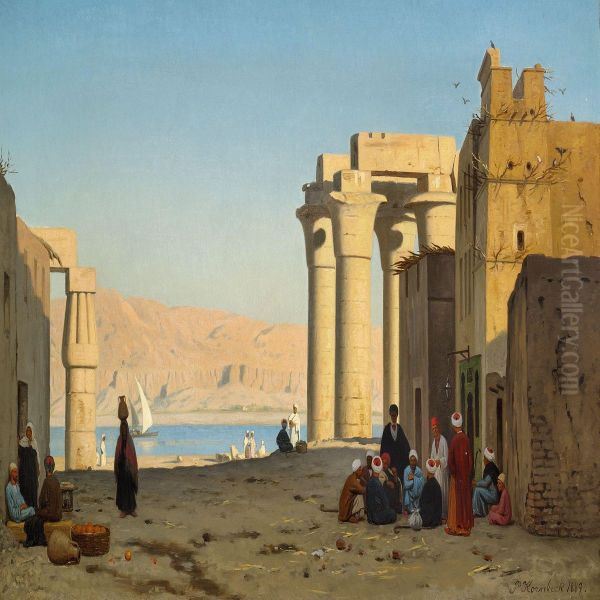 Tempelruiner I Luxor (theben) Oil Painting by Peter Kornbeck