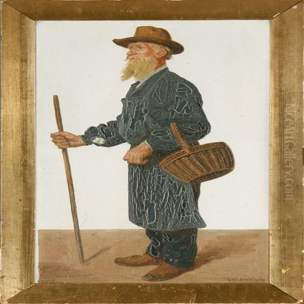 A Soldier With A Basket Oil Painting by Jacob Kornerup