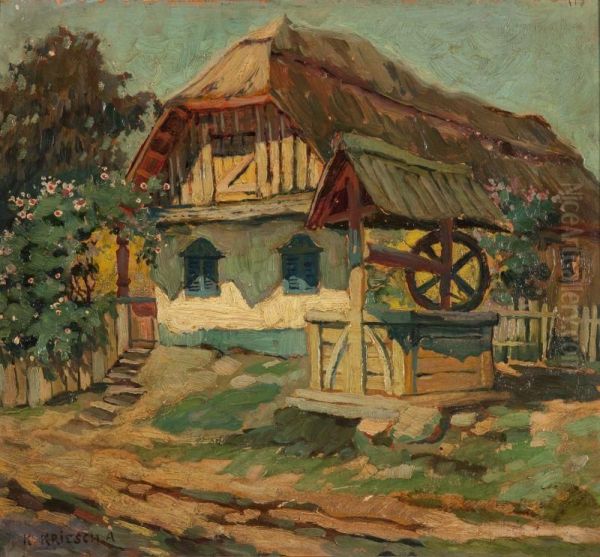 Szolohazam Oil Painting by Aladar Korosfoi Kriesch