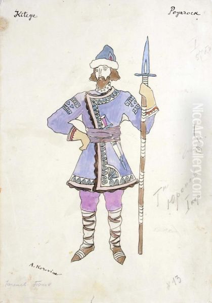 Ten Costume Designs For A Production Of Kitege Oil Painting by Aleksej K. Korovin