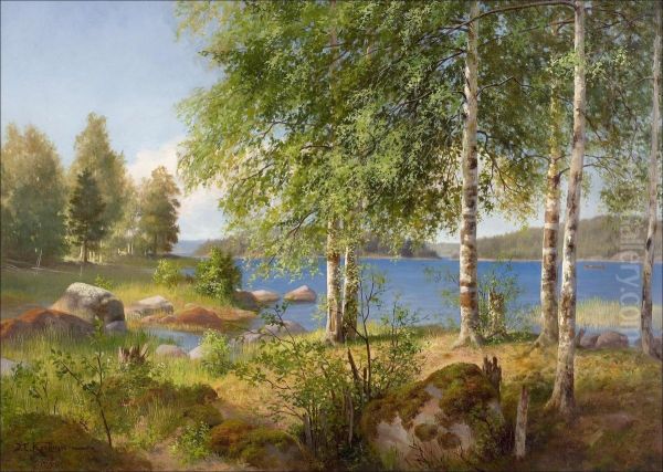 Rantakoivuja. Oil Painting by Johan Kortman