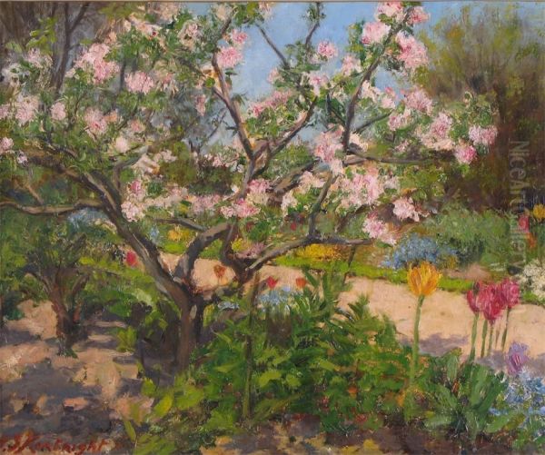 Apple Blossom In Sunlight Oil Painting by Henry Somers Kortright