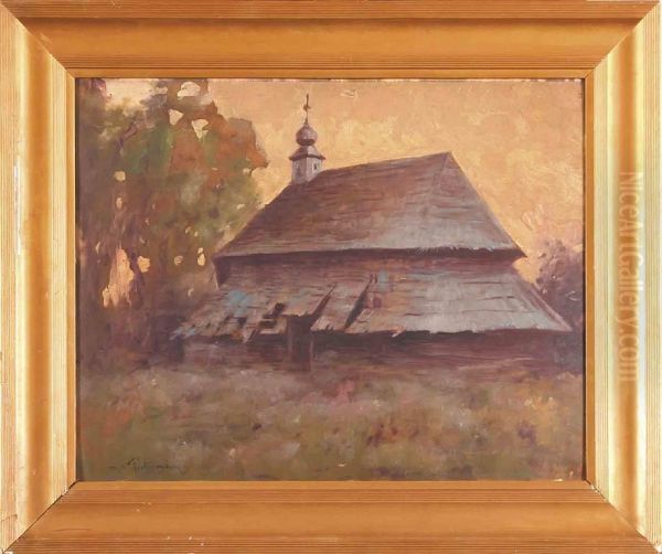 Drewniany Kosciolek Oil Painting by Mieczyslaw Korwin Piotrowski