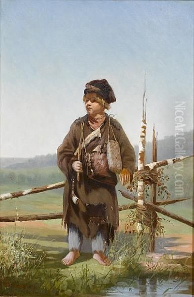 The Young Huntsman Oil Painting by Alexei Ivanovich Korzukhin