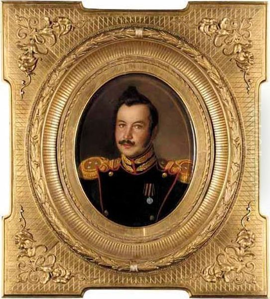 Portrait Of An Officer Oil Painting by Alexei Ivanovich Korzukhin