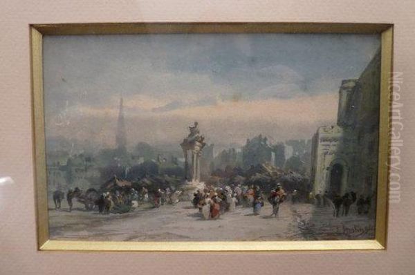 Place De Marche Oil Painting by E. Koshn