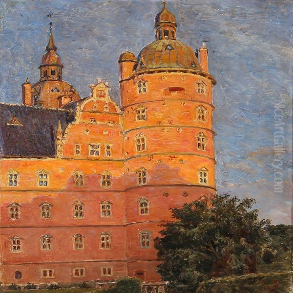 Evening Sun At Vallo Monastery In Denmark Oil Painting by Henny Koster Panduro