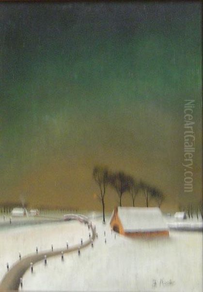 Paysage Enneige Oil Painting by Jo Koster Van Hattum