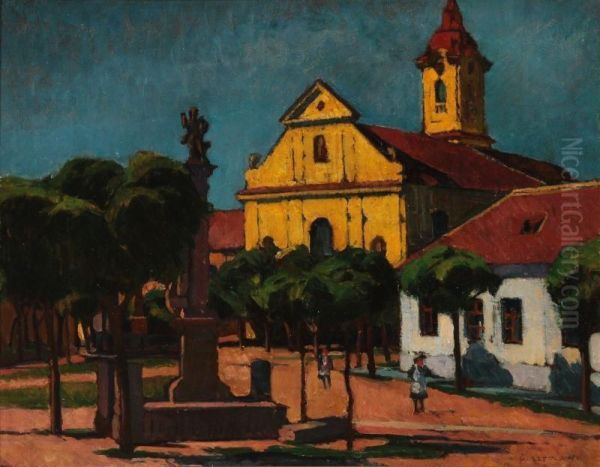 Templomter Oil Painting by Gyula Kosztolanyi Kann