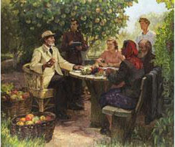 Der Akademiker Mit Schurin Und Seinen Studenten Oil Painting by Petr Ivanovich Kotov