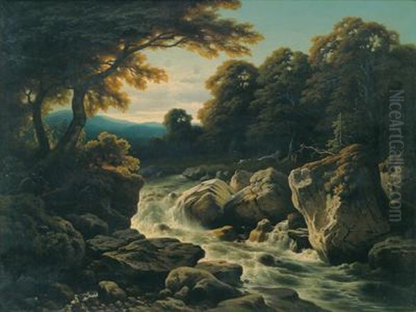 Woodland Stream In The Morning Light Oil Painting by Theodor Kotsch