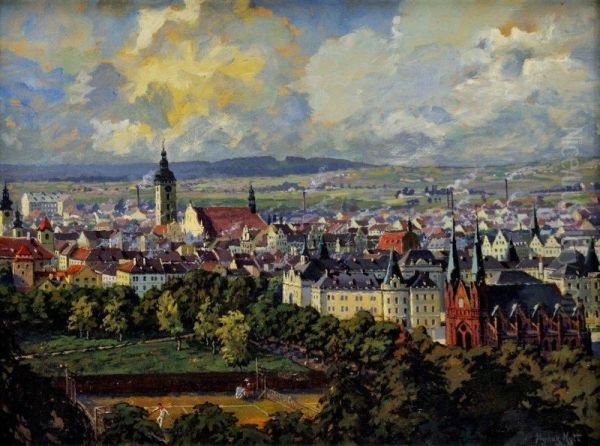 Pohlad Na Mesto Oil Painting by Kott Hynek