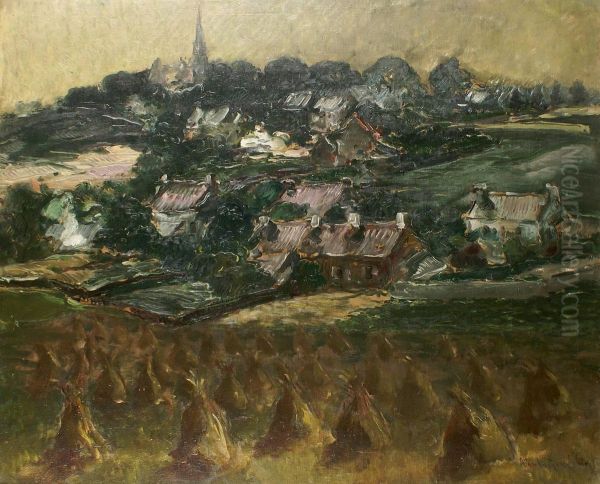 Les Moissons Pres Du Village Oil Painting by Constantin Kousnetzoff