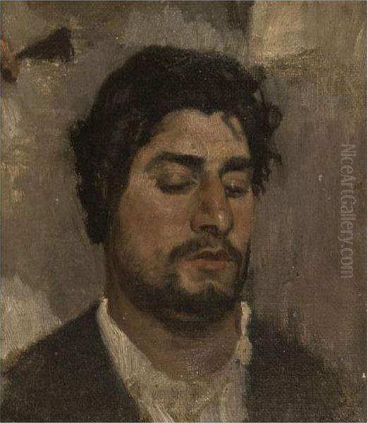 Portrait Of An Italian Man Oil Painting by Pavel Osipovich Kovalevskii