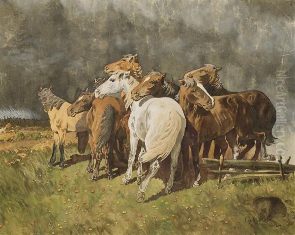 Horses Before A Storm Oil Painting by Lev Kovalsky