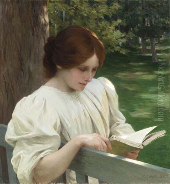 La Lecture Oil Painting by Leopold-Franz Kowalsky