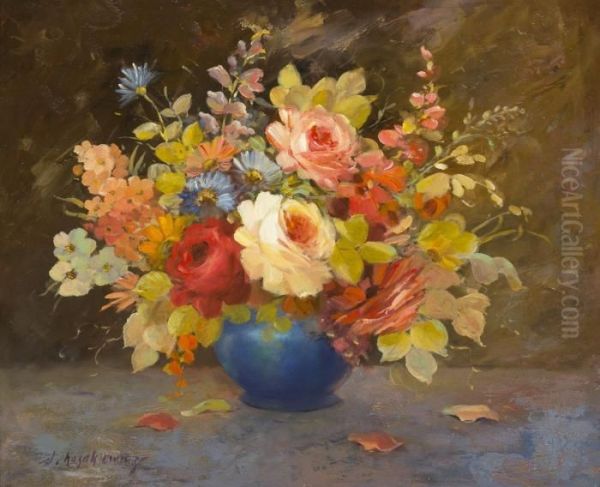 Floral Still Life Oil Painting by Anton Kozakiewicz