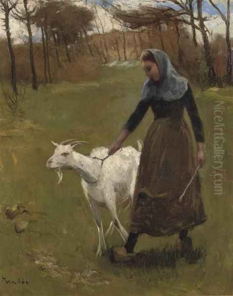 The White Goat Oil Painting by Heinrich Martin Krabb