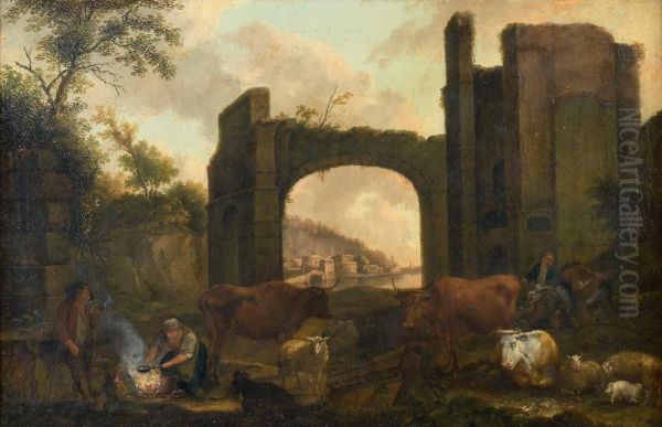 Scene Pastorale Oil Painting by Johan Georg Kraer