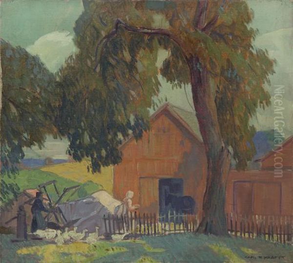 Bringing The Animals To The Barn Oil Painting by Carl Rudolph Krafft