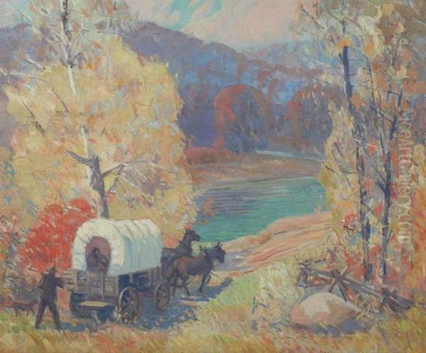 Across Country Oil Painting by Carl Rudolph Krafft