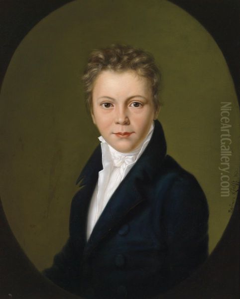 Portrait Of The Young Franz Rieder Oil Painting by Barbara Krafft-Steiner