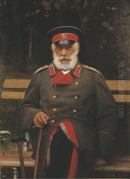 Portrait Of A Admiral Login Loginovich Heyden Oil Painting by Ivan Nikolaevich Kramskoi