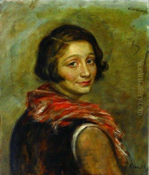 Jeune Femme En Buste (lea) Oil Painting by Roman Kramsztyk