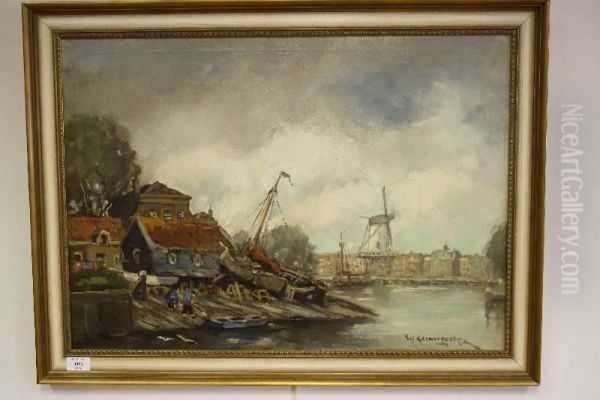 Werf Aan Stadsrand Oil Painting by Hendrik Cornelis Kranenburg