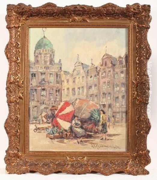 Amsterdamer Marktszene Oil Painting by Hendrik Cornelis Kranenburg