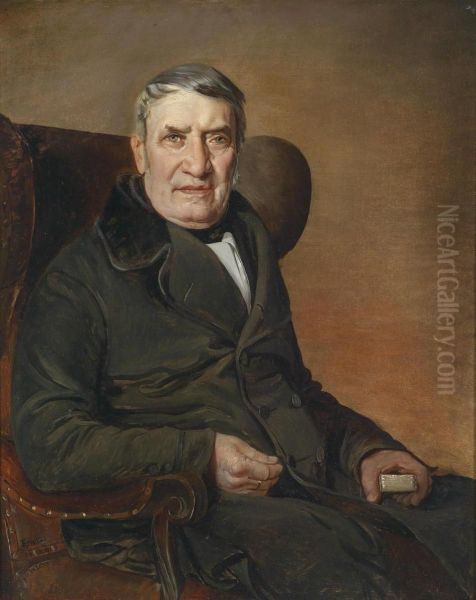 Portrait Of A Gentleman With A Snuff Box Oil Painting by Johann Kranzl