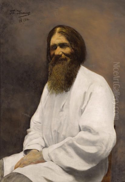 Portrait Of Rasputin Oil Painting by Theodora Krarup