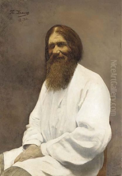 Portrait Of Rasputin Oil Painting by Theodora Krarup