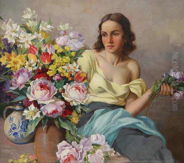 Spring Flowers Oil Painting by Marcel Krasicky