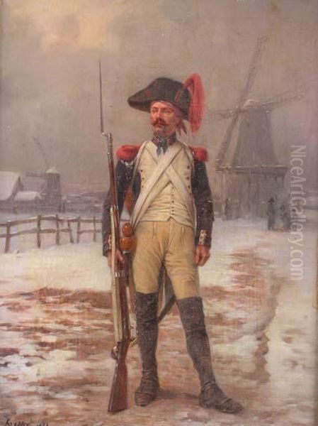 Militaire Oil Painting by Charles Louis Kratke